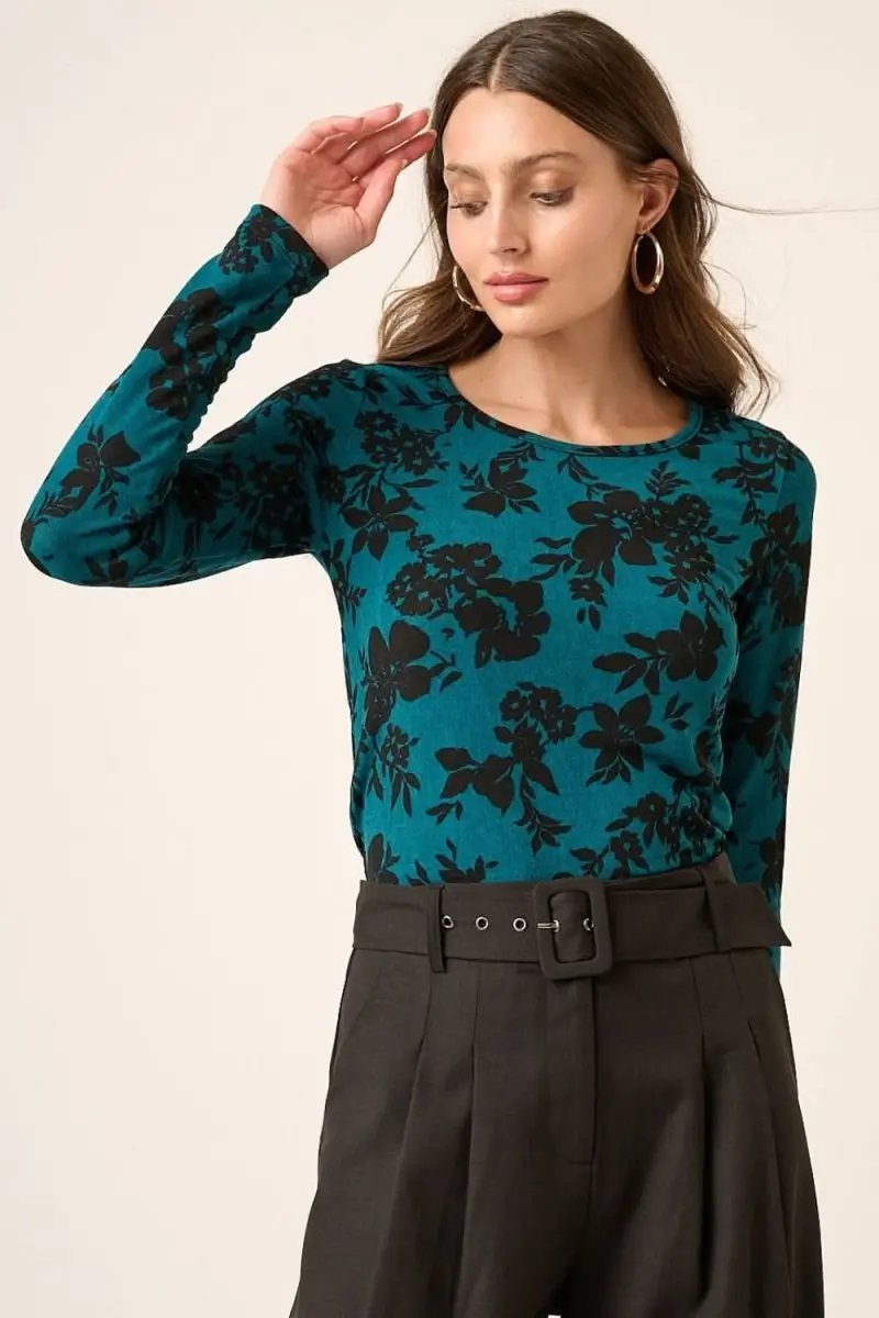 Mittoshop Flower Print Long Sleeve Knit Top - Love Salve